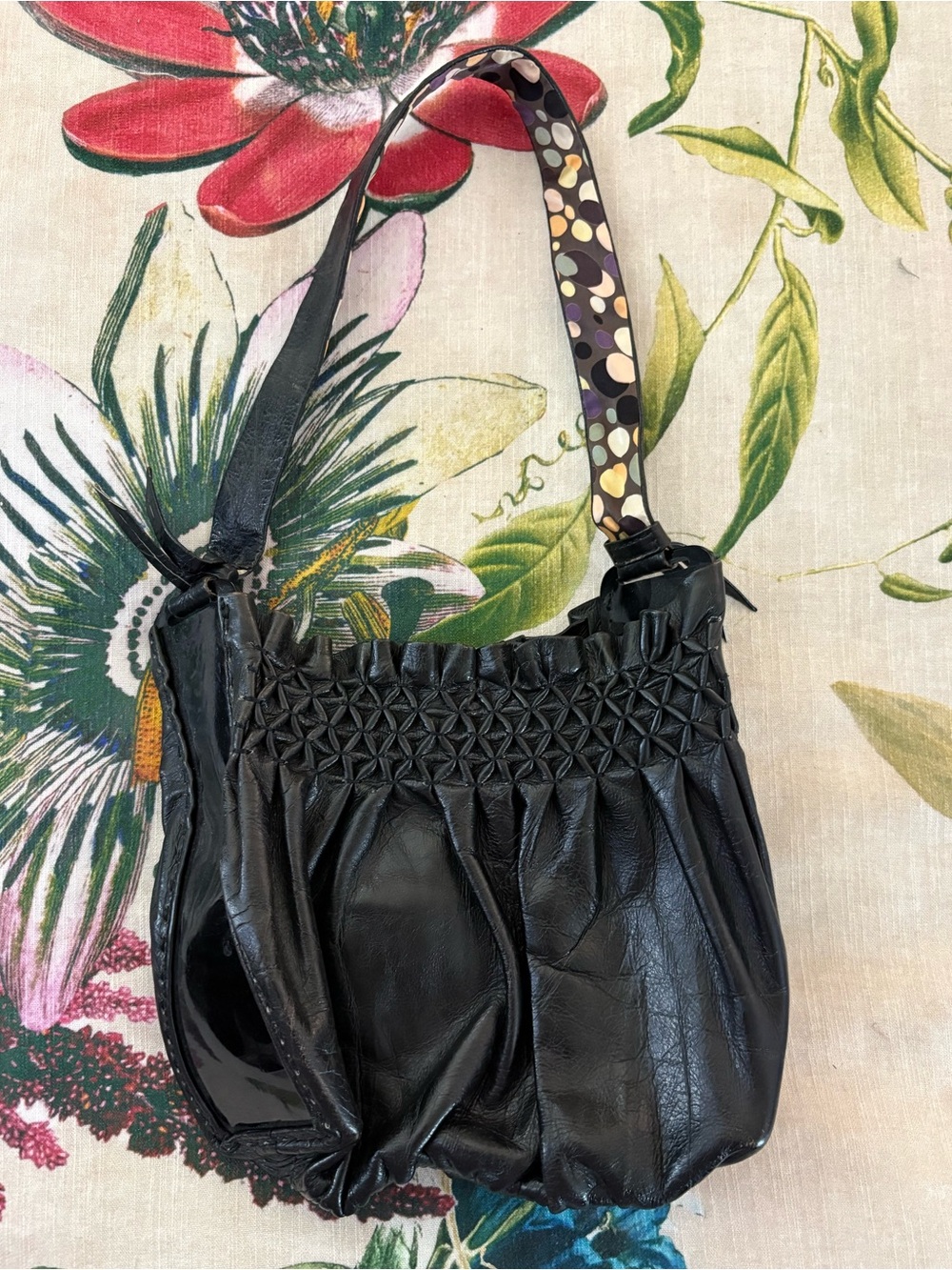 Jamin Puech Vintage Black Women's Shoulder Bag with Patterned Strap